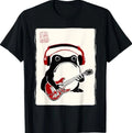 Funny Grumpy Frog Guitar Rock Music Kawaii Japanese T-Shirt
