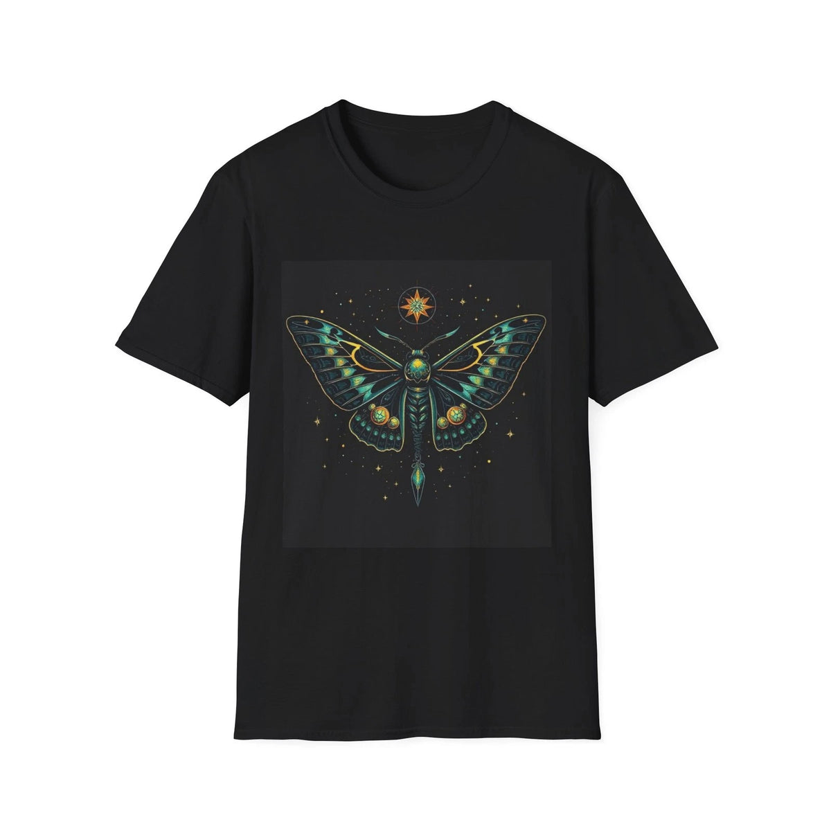 Celestial Moth T-Shirt | Mystic Night Wings, Starry Illustration