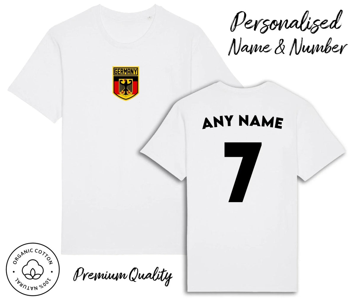 Germany Flag 2026 Personalised Name & No Adult Kids Baby, Football Euro Unisex