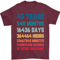 45th Birthday 45 Year Old Mens 100% Cotton Unisex