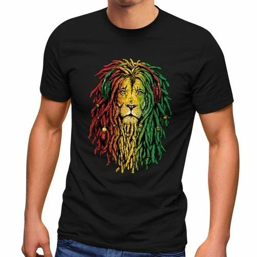 Men's Lion Jamaica Reaggae Music Rasta Lion Print Shirt Fashion Unisex