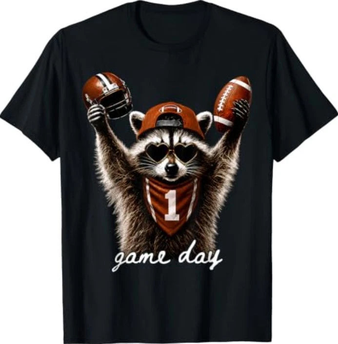 Game Day Raccoon Funny Football Fall Season T-Shirt