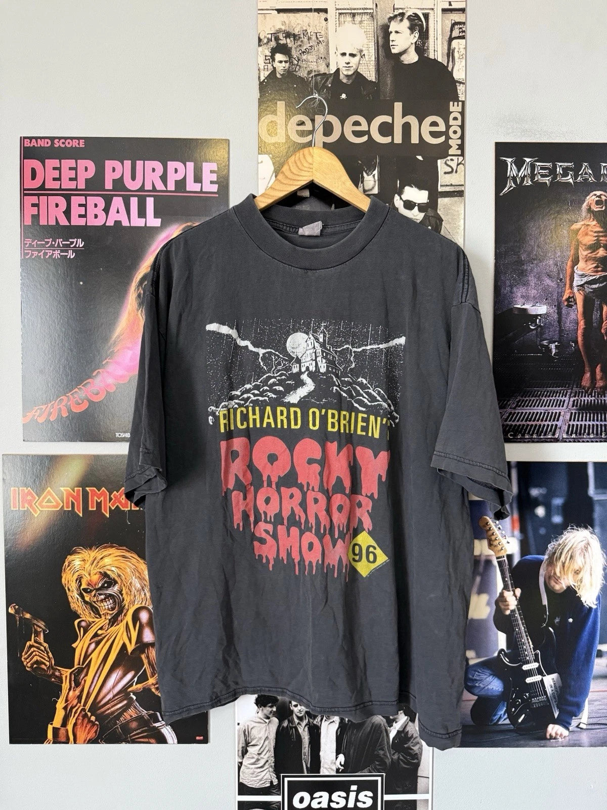 Vintage 1996 Rocky Horror Show T-Shirt XL Faded Black Cult Movie Musical Tee 90s
