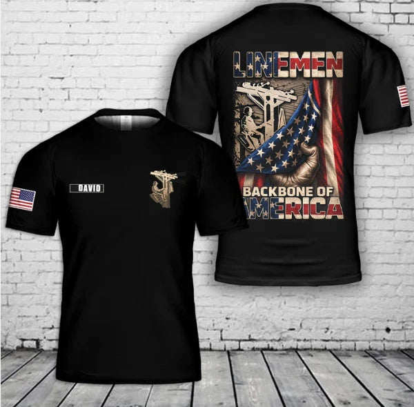 Custom Name Lineman 3D T-Shirt