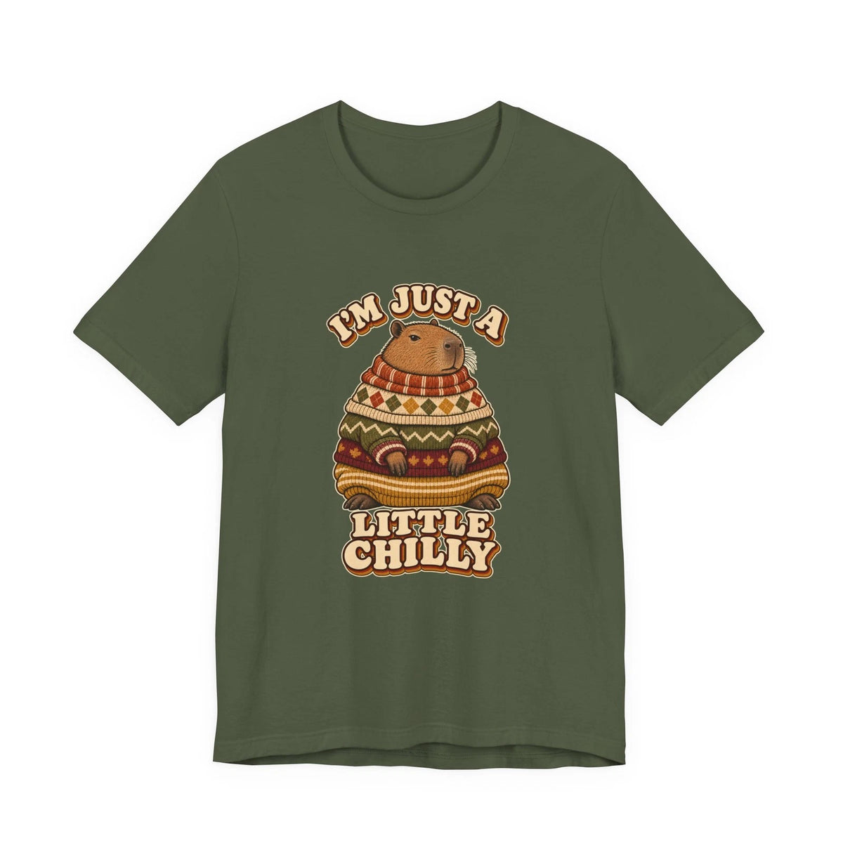 I'm Just a Little Chilly T-Shirt | Cute Sweater Capybara Illustration