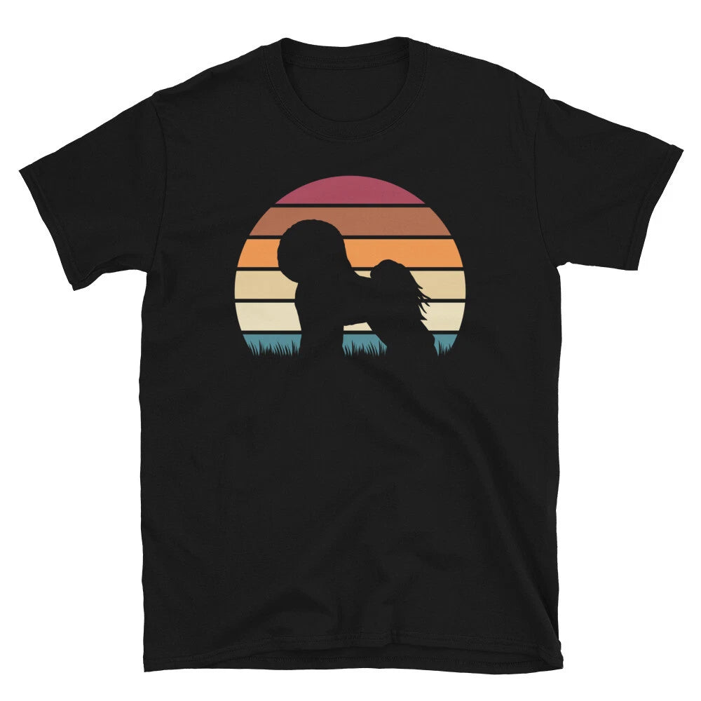 Retro Vintage Sunset Dog Pet Lover Bichon Frise Short-Sleeve Unisex T-Shirt