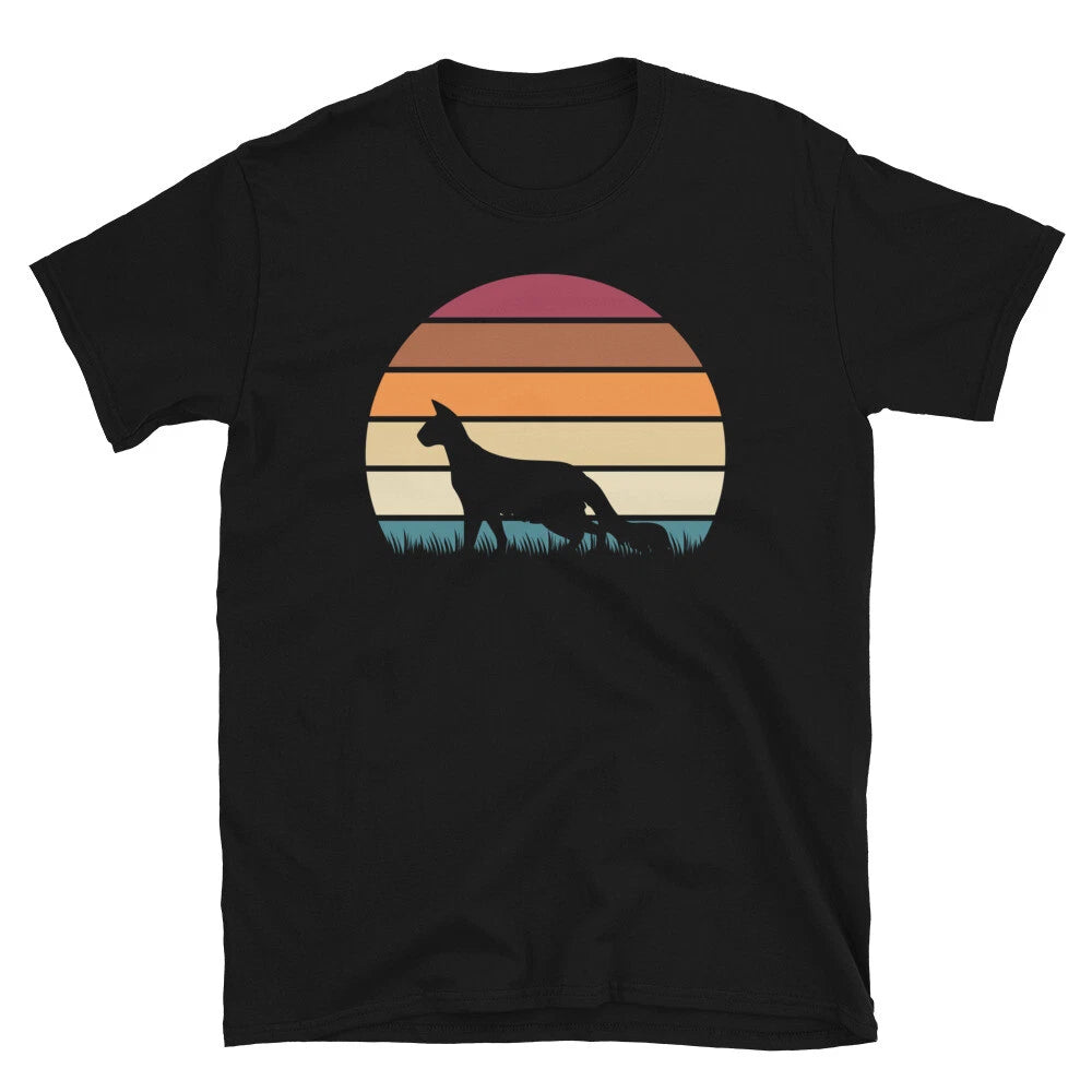 Retro Sunset Kitten Feline Pet Oriental Longhair Cat Short-Sleeve Unisex T-Shirt