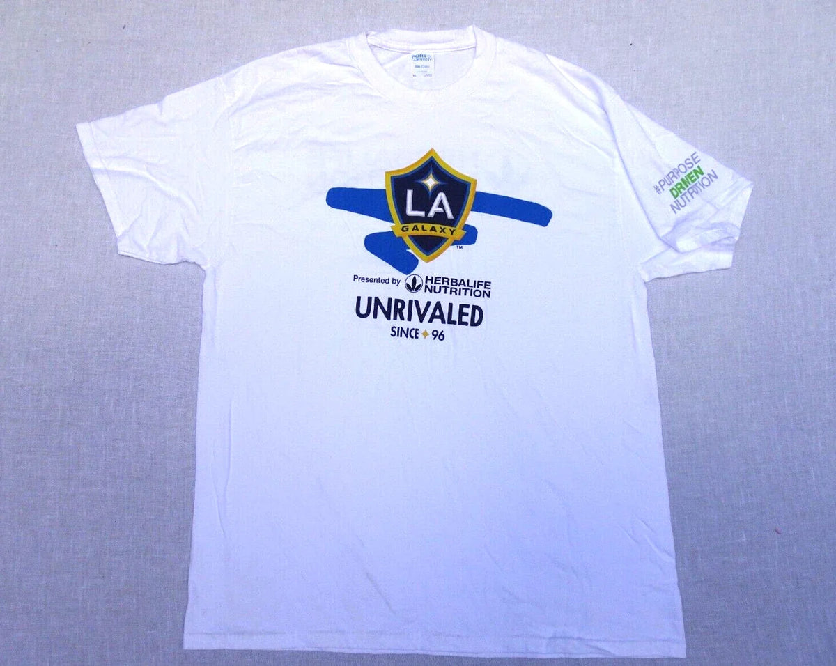 LA Galaxy MLS Soccer Unrivaled Since 96 T Shirt XL White EUC Unisex