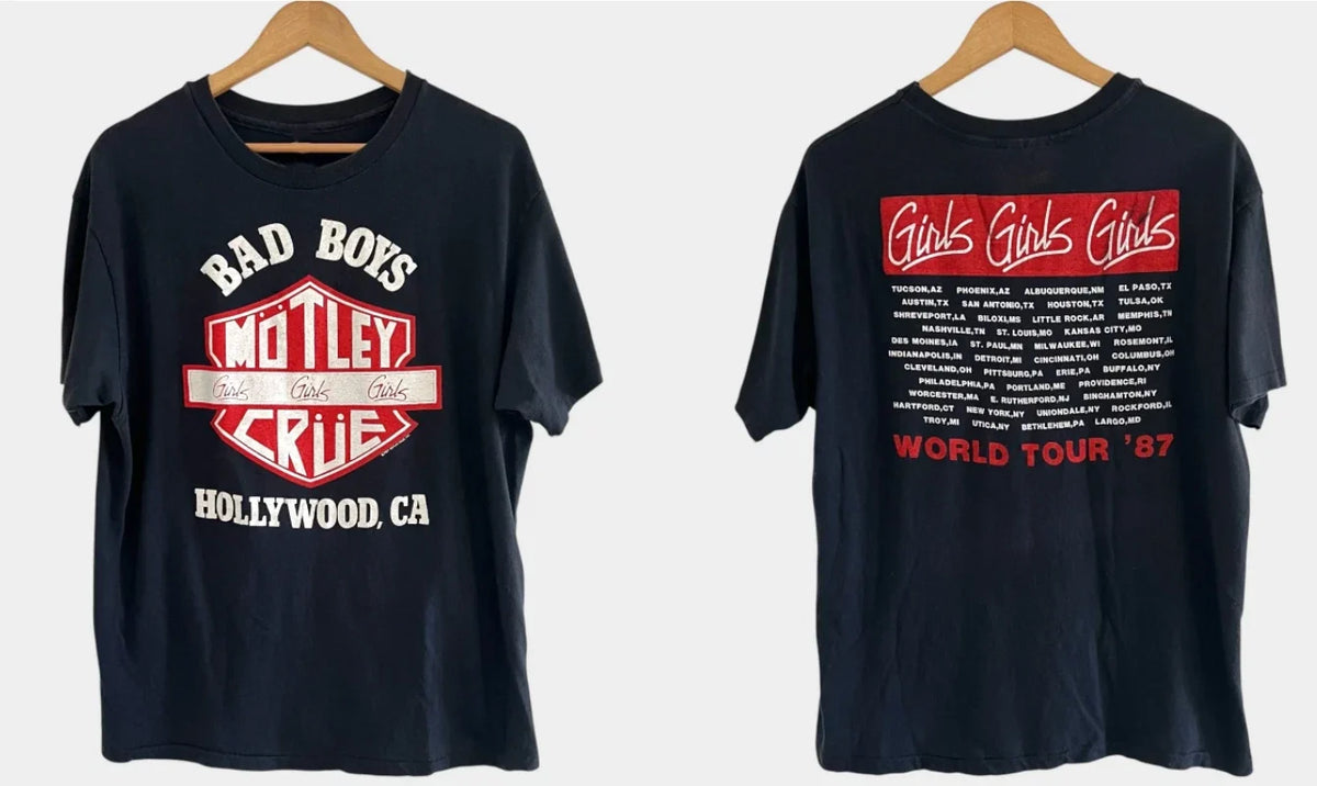 1987 Mötley Crüe Girls Girls Girls Tour Vintage Glam Metal Tee Rare Unisex