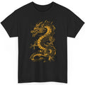 Golden Dragon Japanese Chinese Graphic Tee Vintage Distressed Retro Myth Unisex