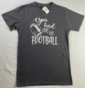 Football T shirt "You Had Me At Football" Tee Adult Small Gray - Gameday Shirt Unisex