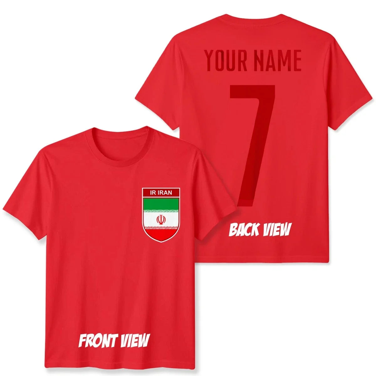 Personalised IR Iran Football Unisex Kids Name Number Tee #WC Unisex