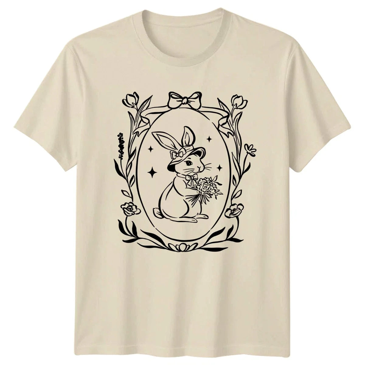 Elegant Bunny With Flowers Womens Rabbit Spring Easter Gift For Her Unisex