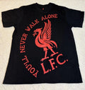 Liverpool FC Liver Bird Crest You’ll Never Walk Alone Black Shirt Size L Unisex