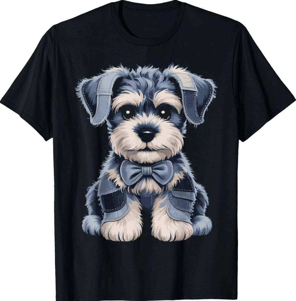 Cute Schnauzer Puppy Portrait T-Shirt