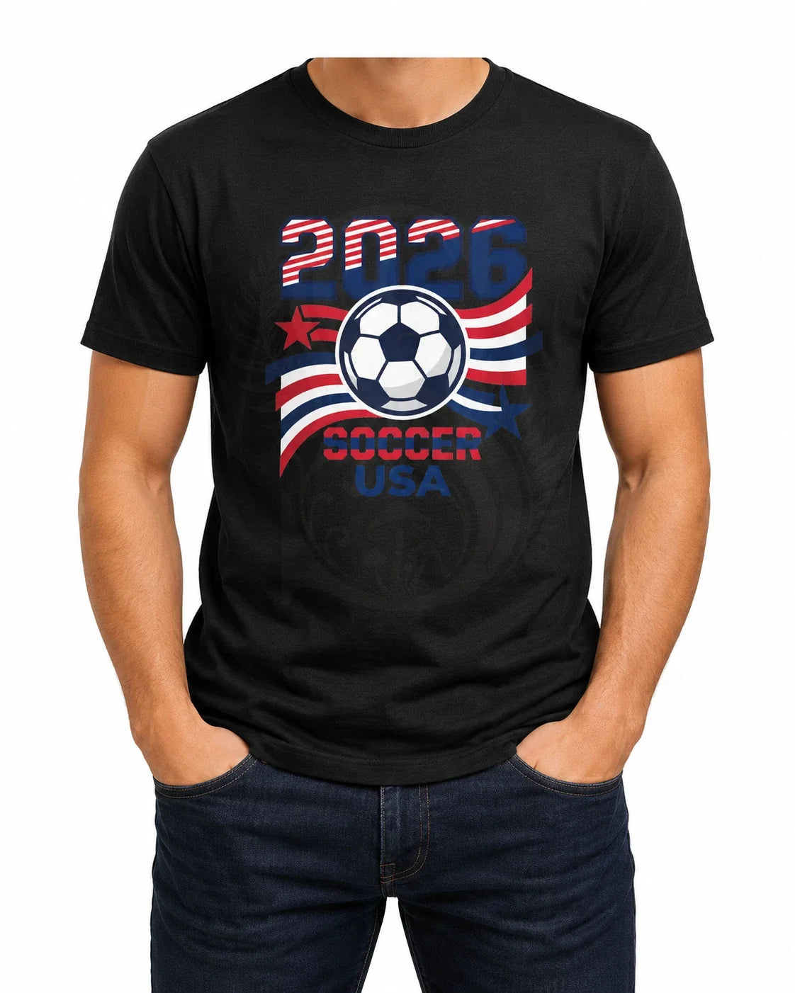 2026 Soccer USA T Shirt Patriotic American Soccer Fan Graphic Tee Unisex
