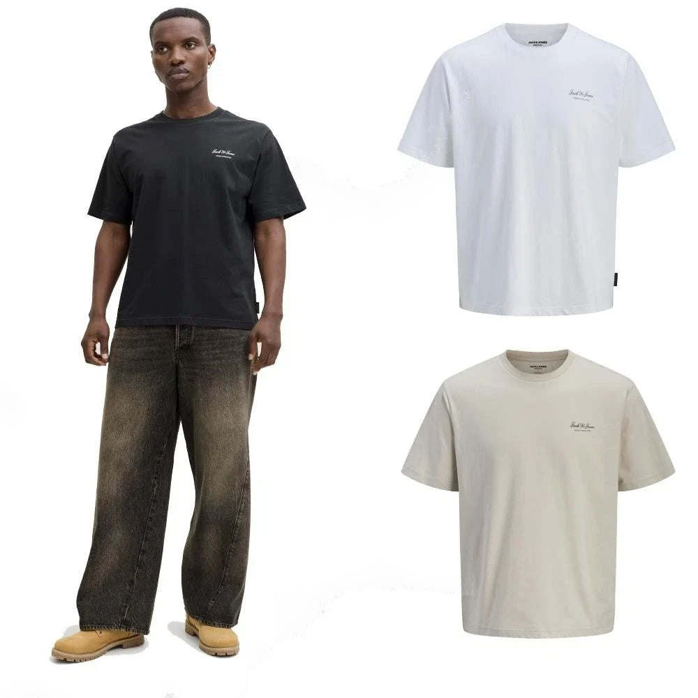 Jack & Jones Men's s Short Sleeve O-Neck Cotton Smart Casual Tee Tops Unisex
