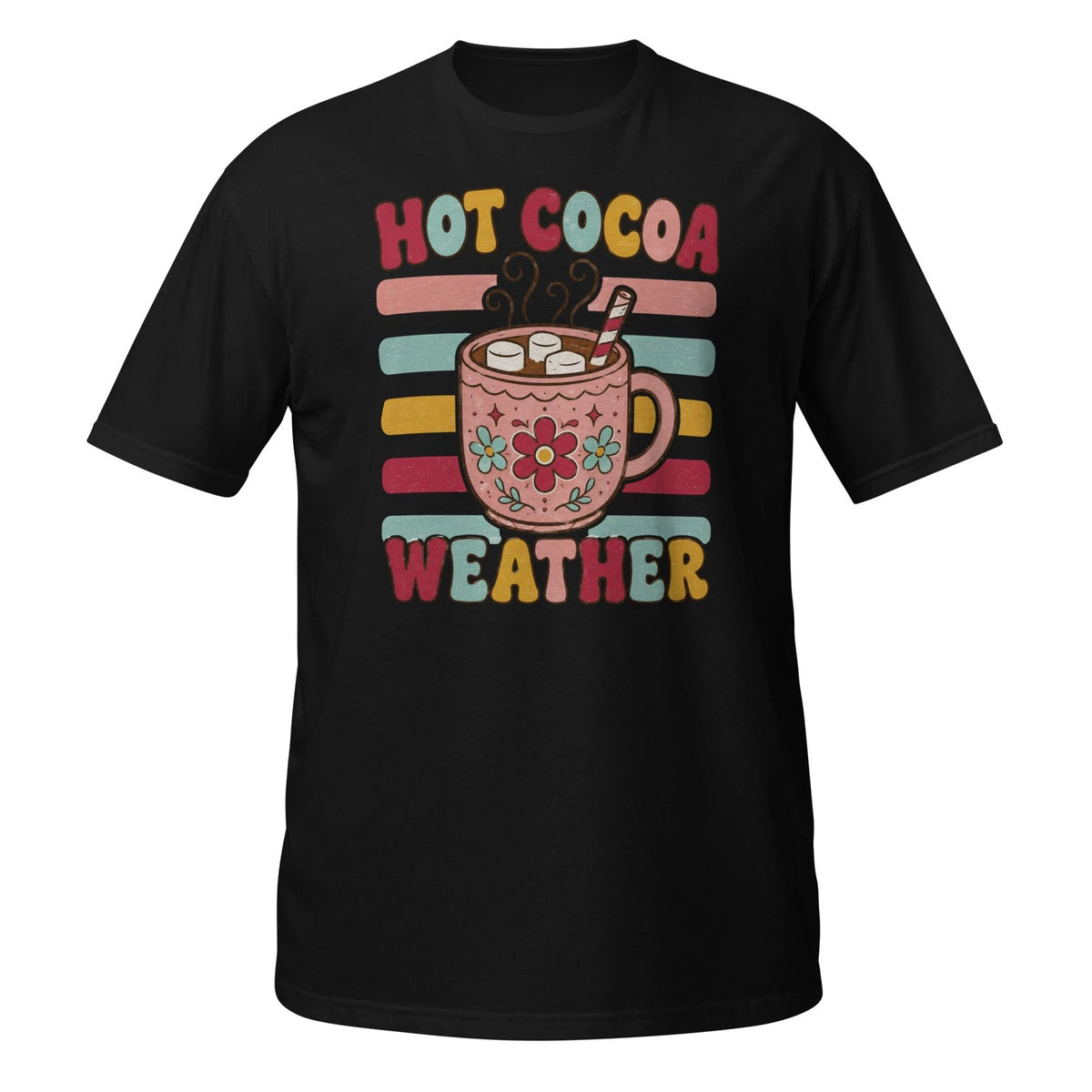Hot Cocoa Weather Shirt Retro Winter Mug Graphic Tee Cute Holiday Gift for Women