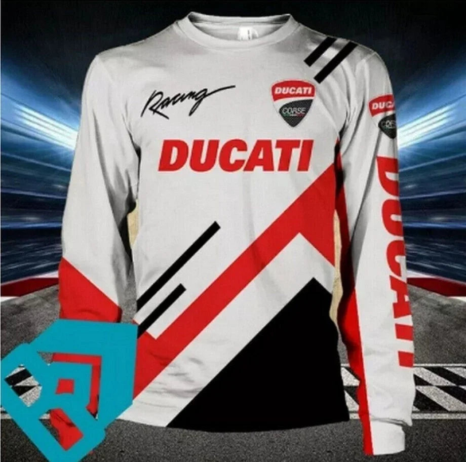 Long sleeve Shirt 3D Teem Racing Size S-5XL Printed 3D Ducati White Black New Unisex