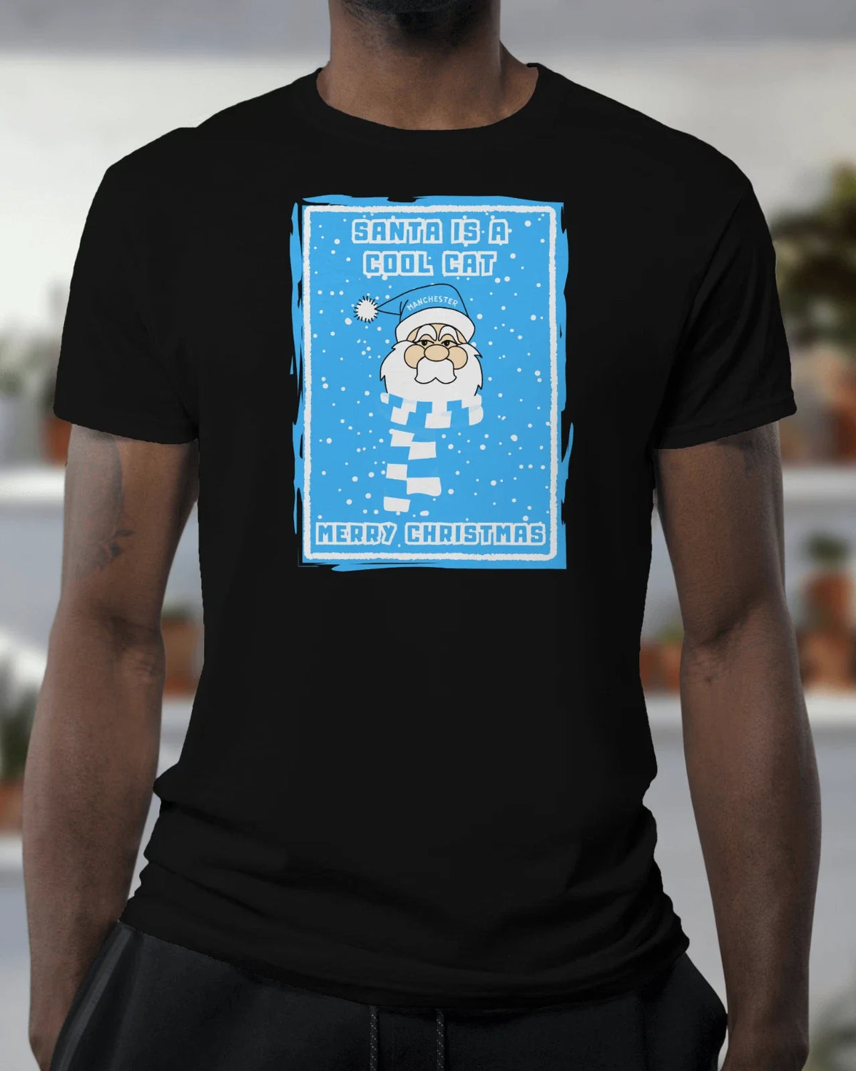 COOL CAT Xmas T Shirt | Manchester Hooligan Moss Side Blues Santa Christmas Unisex