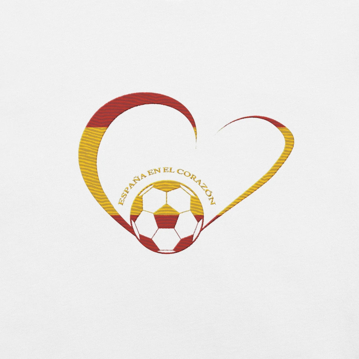 Soccer White Wet Spain Heart Embroided World Cup Premium Tee Shirt 2026 Unisex