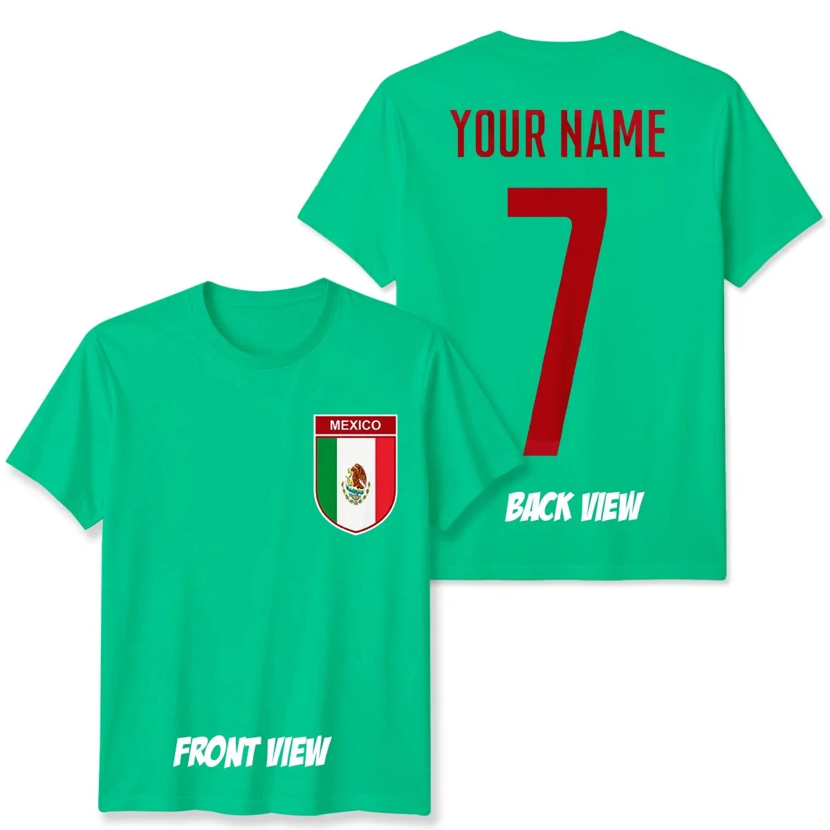 Personalised Mexico Football Unisex Kids Name Number Tee #WC Unisex