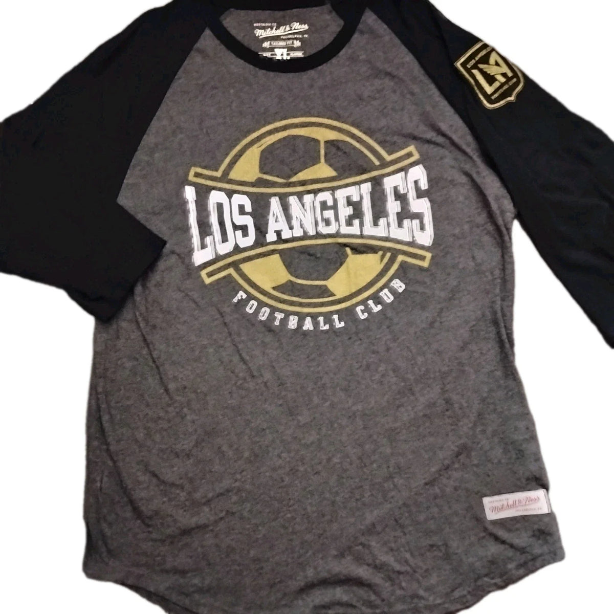 Los Angeles Football Club Henley Shirt Mens XL 3/4 Sleeve MLS Mitchell & Ness Unisex