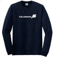 Icelandair Retro Logo Icelandic Airline Shirt Navy Blue Long Sleeve Unisex