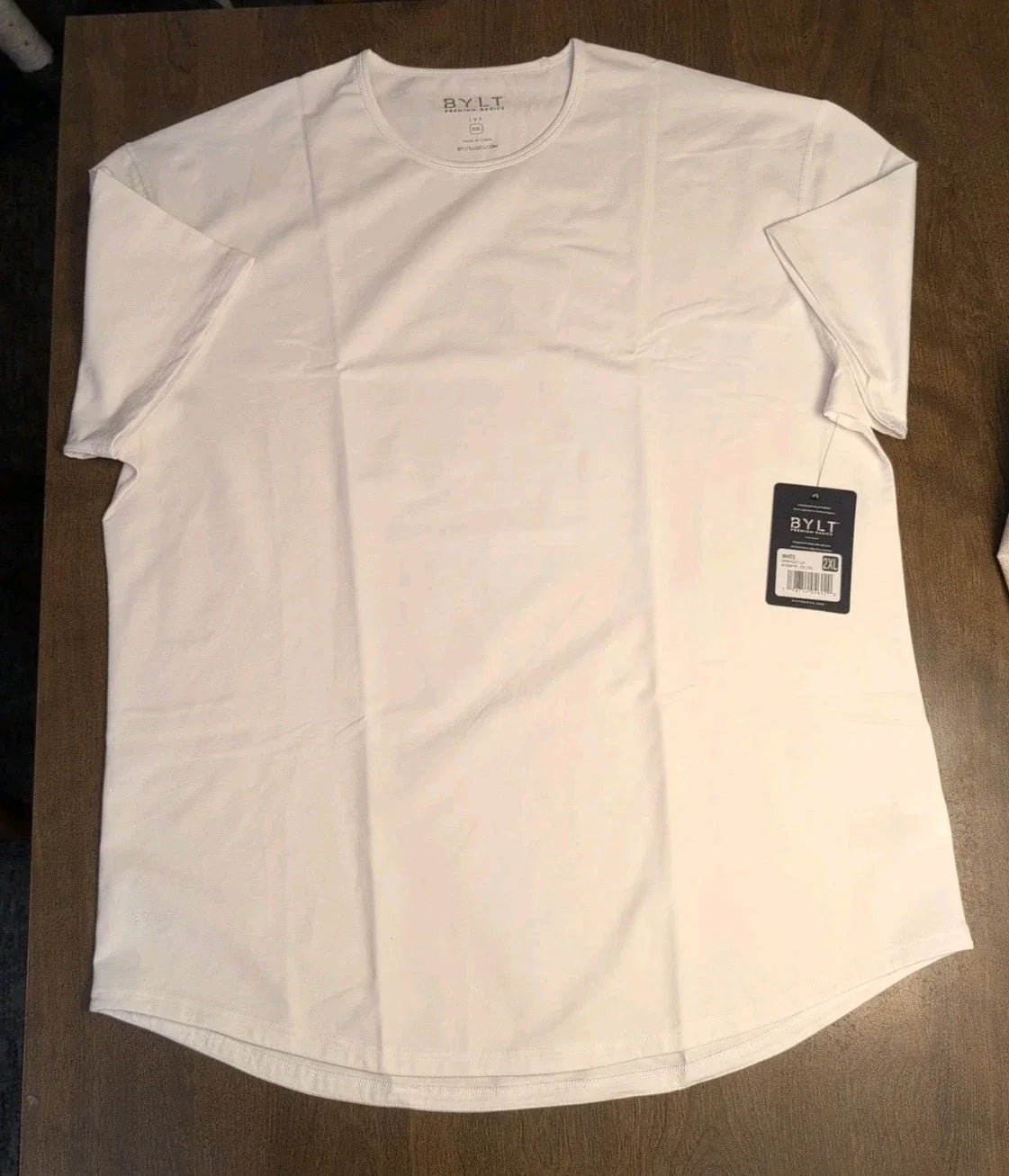 New BYLT Shirt Mens Xxl White Premium Basics Drop Cut Lux Performance Gym Gronk Unisex