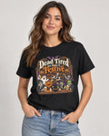 Dead Tired But Make It Festive Halloween Skeleton Bar T-Shirt Funny Spooky Tee
