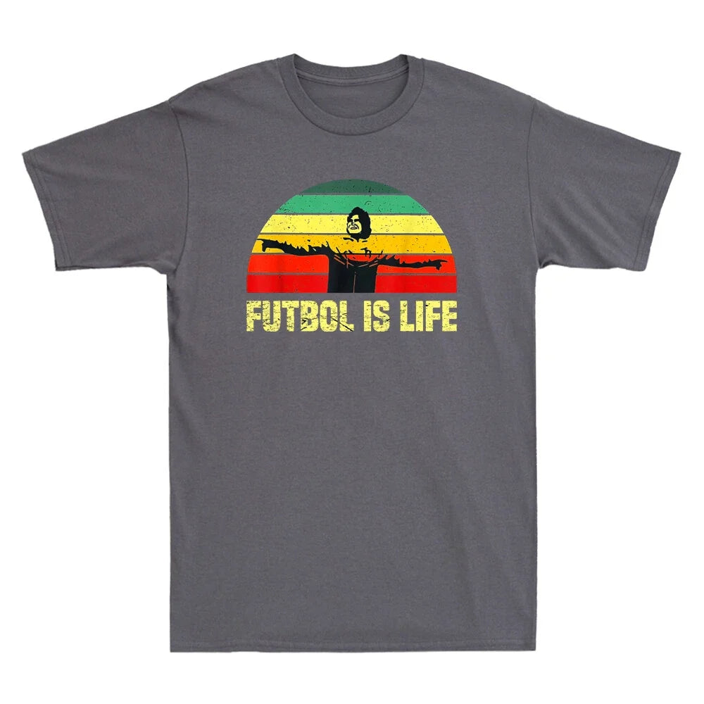 Futbol Is Life Men's T Shirt Vintage Gift For Football Soccer Lovers Fans Tee Unisex