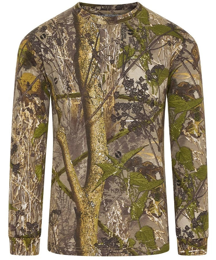 KombatUK Mens Hunting Long Sleeve T-Shirt - English Hedgerow Camouflage Camo