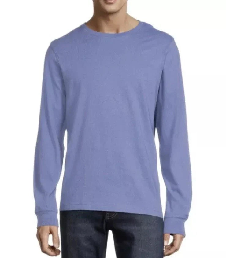 George Men's Blue Long Sleeve Cotton Stretch Crew Neck Size M (38-40) Unisex