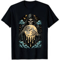 Reaper Holding Dripping Moon Grim Skeleton Celestial Gothic Skull Stars T Shirt