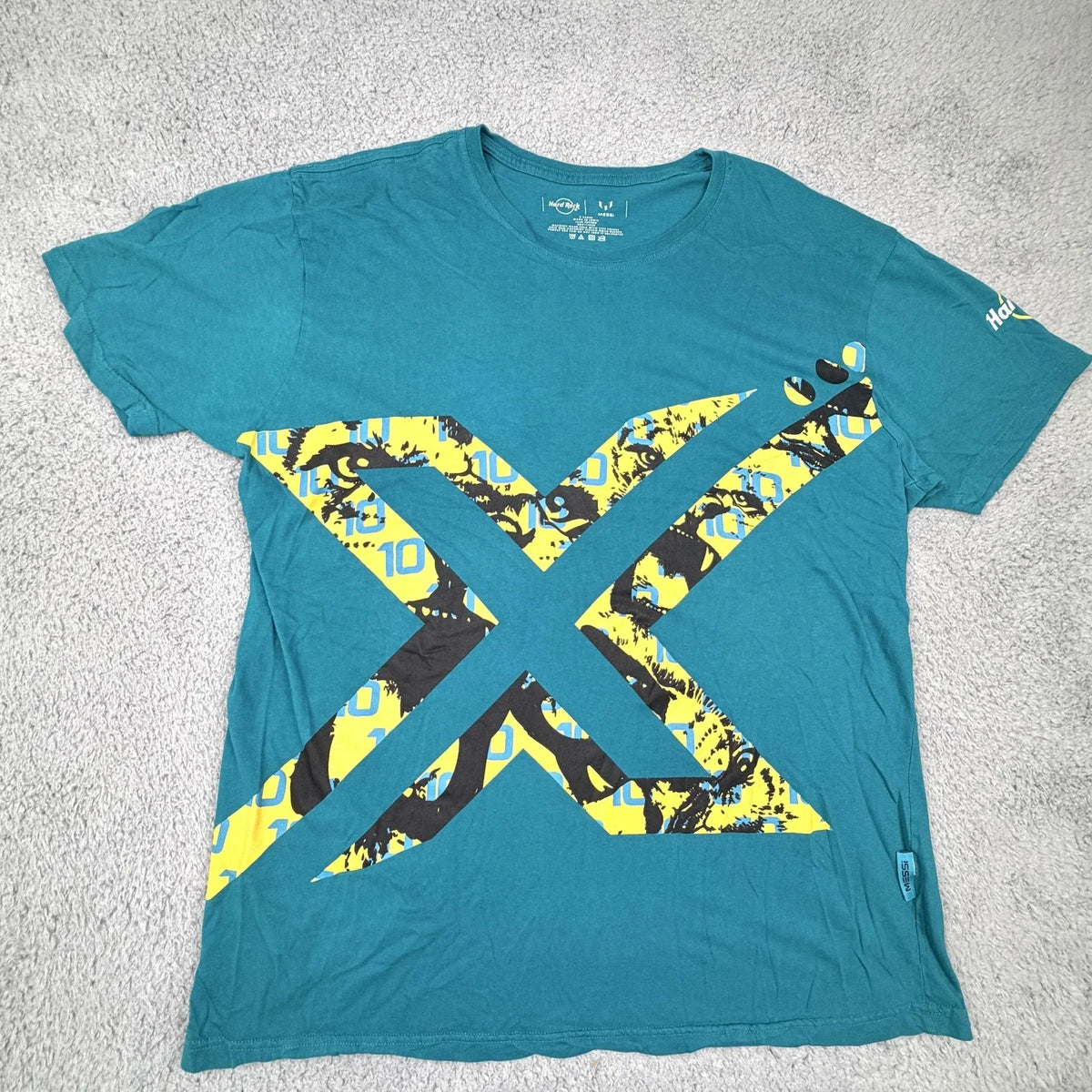 Messi Hard Rock Shirt Mens XL Teal Live Greatness Graphic Soccer Futbol Unisex