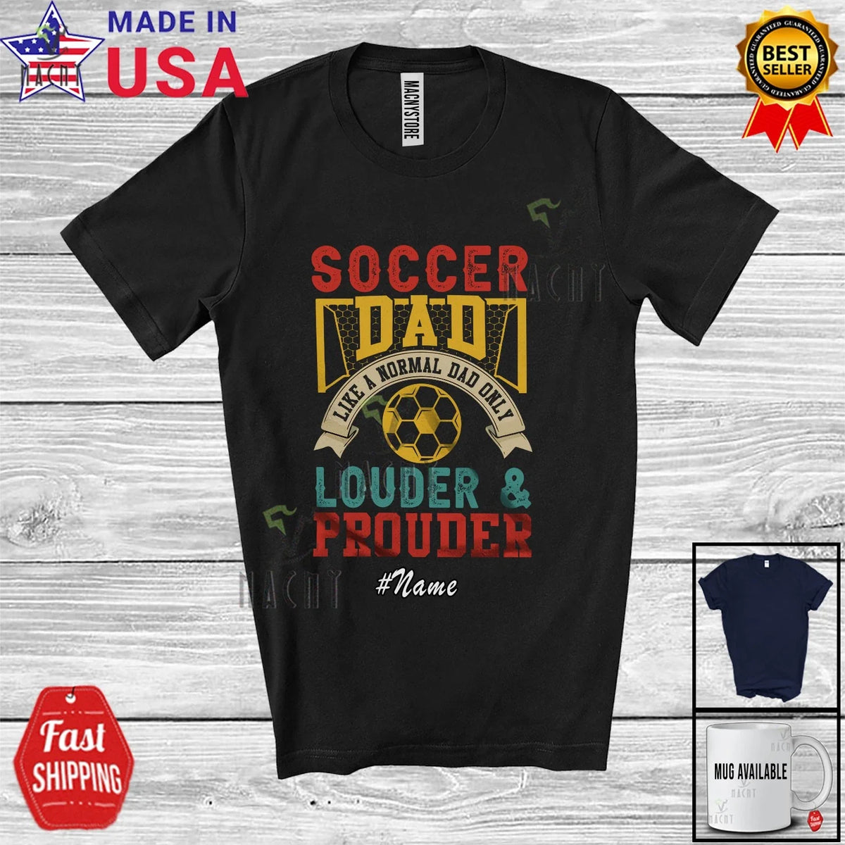 Custom Name Soccer Dad Definition Prouder; Father's Day Player Vintage Unisex