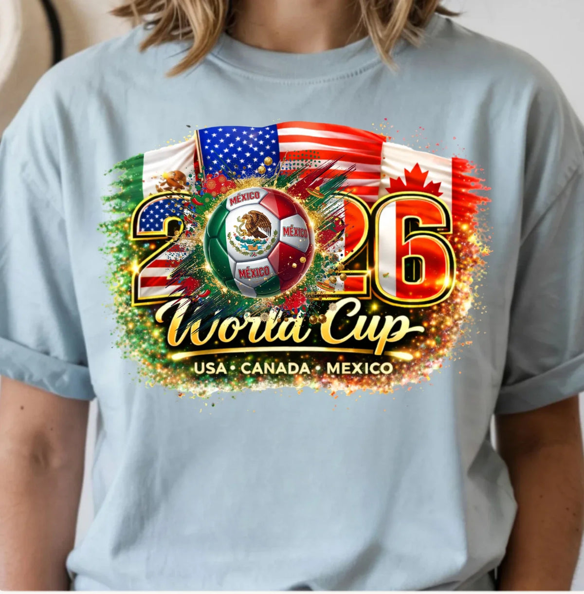 World Cup 2026 Soccer Fan Shirt USA Mexico Canada Flag Football Gift Tee Unisex Unisex