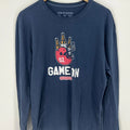 Life is Good Game On Long Sleeve Blue T Shirt Football Size M Unisex