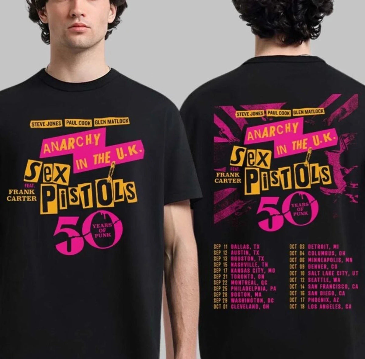 Sex Pistols Anarchy In The UK 50 Years Of Punk 2026 North America Tour T shirt Unisex