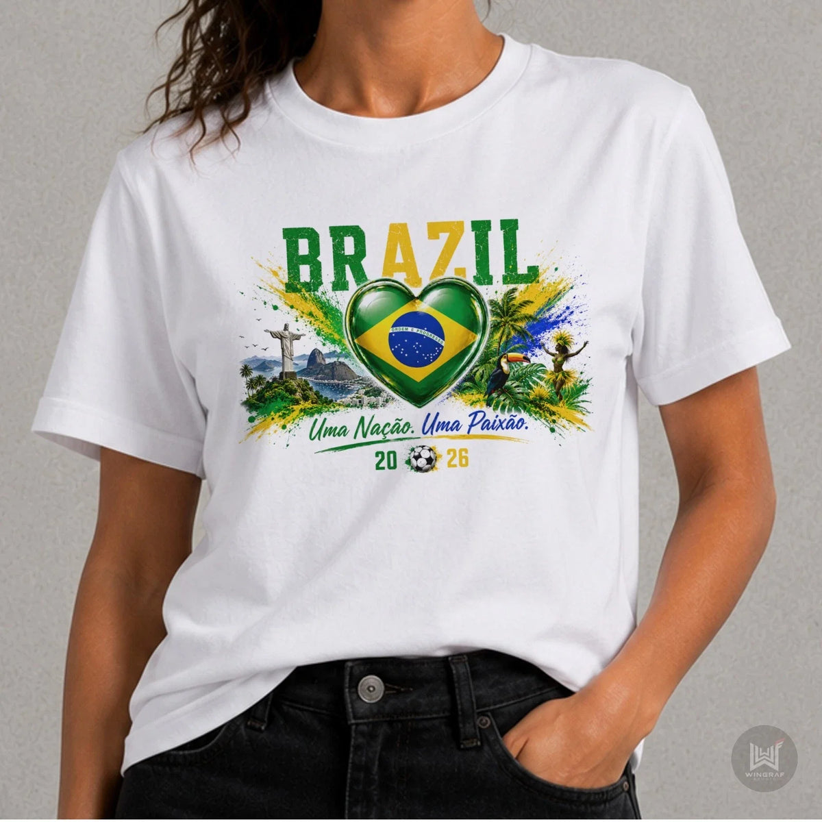 Brazil t shirt 2026 flag football tee gift Brasil heart soccer fan top all sizes Unisex