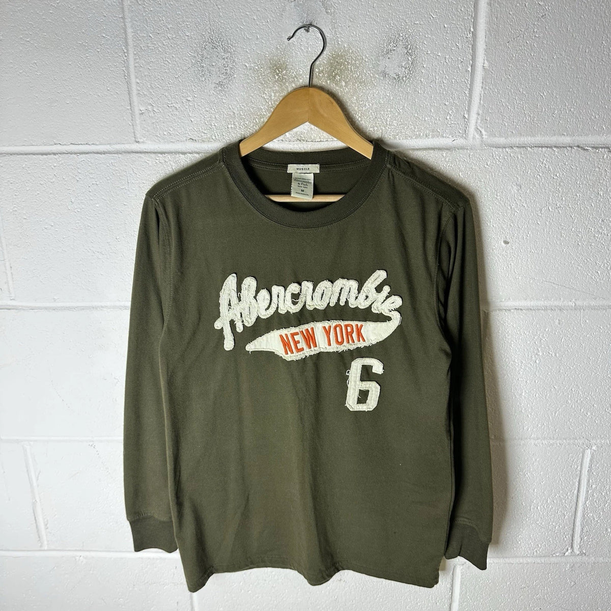 Vintage Abercrombie & Fitch Shirt Mens Medium Green Muscle Fit Long Sleeve Y2K*