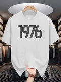 Men's Vintage 1976 Graphic Casual Crew Neck Short Sleeve Summer Tee Unisex