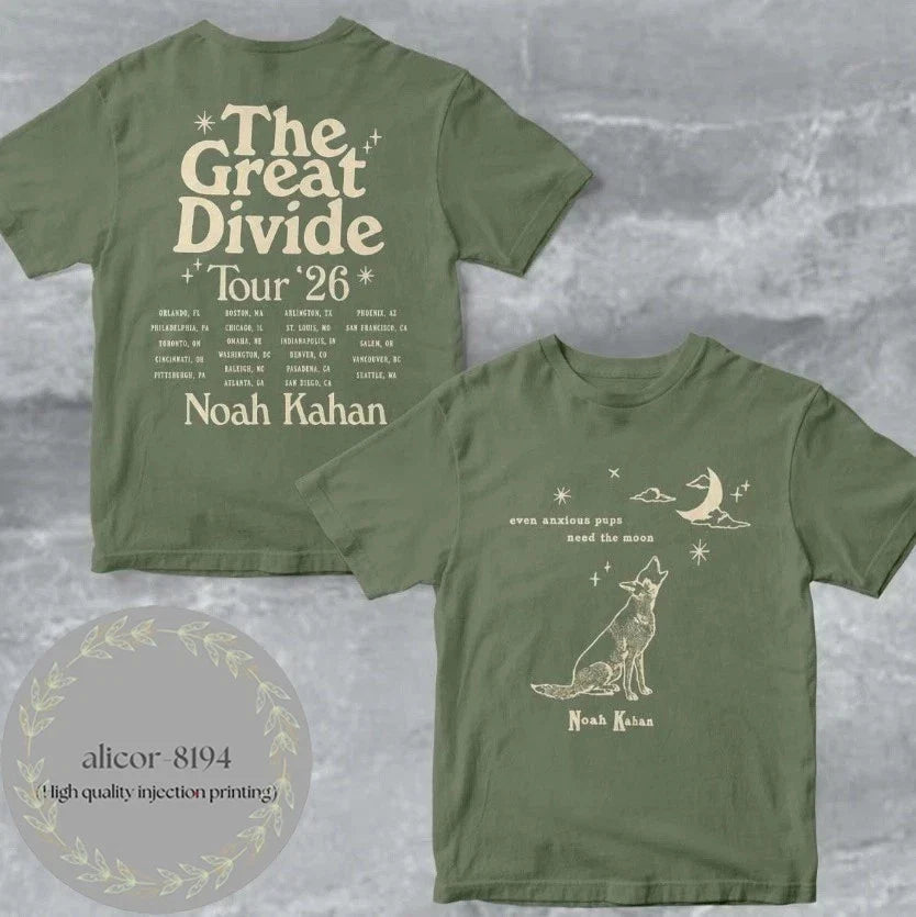 Noah Kahan Orbiter Howling Pup Great Divide 2026 North America Tour Tee Unisex
