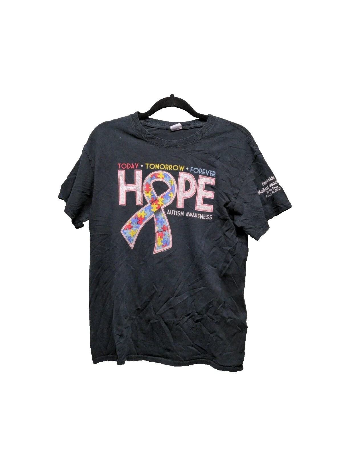 House Short Sleeve Crew Neck Solid Black Casual Size M Unisex