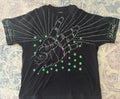 Men's Black Graphic Print Crew Neck Short Sleeve Regular Size L Unisex