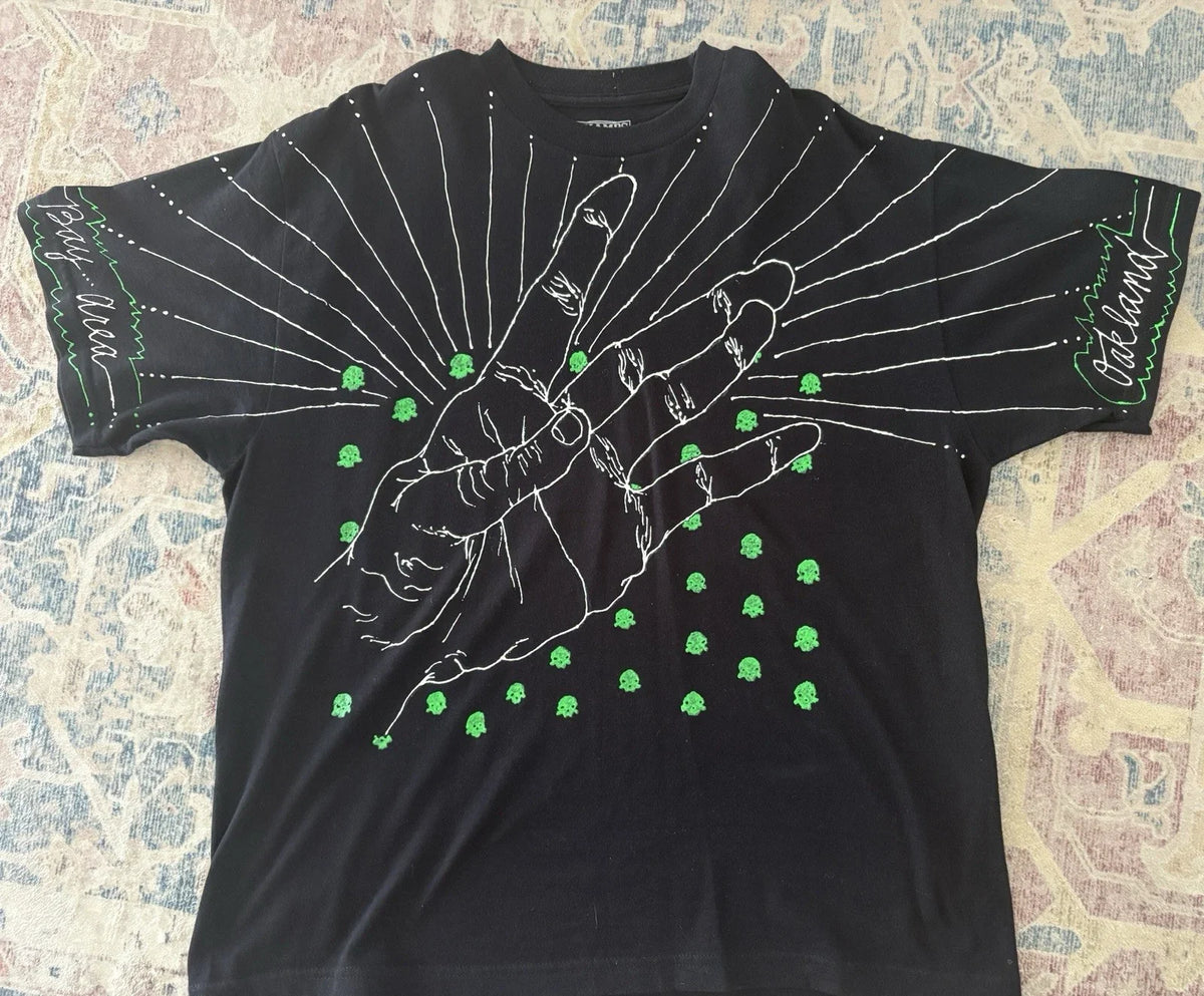 Men's Black Graphic Print Crew Neck Short Sleeve Regular Size L Unisex