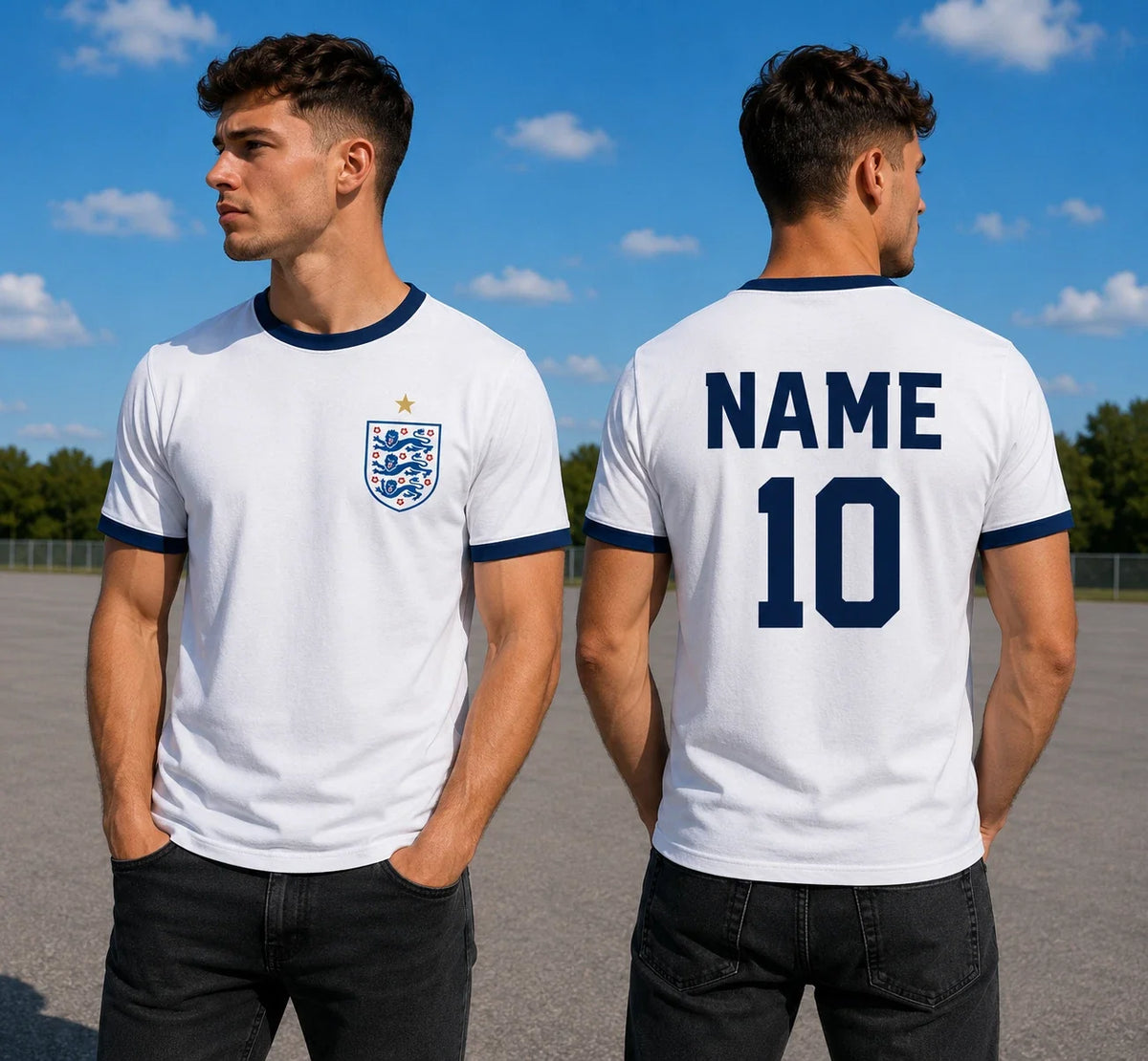 England Soccer Custom Name Number Ringer Tee Football Fan Gift Unisex