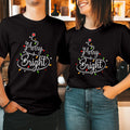 Merry and Bright Christmas T-Shirt Matching Family Couple Xmas Gift Top T-5165