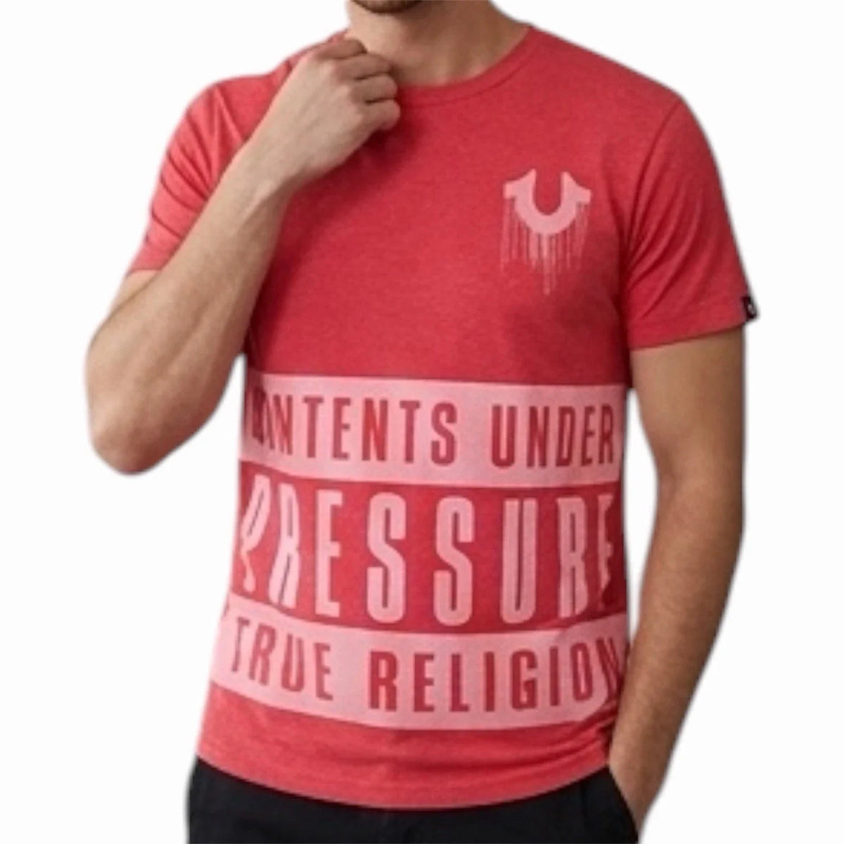 $68 TRUE RELIGION Red CONTENTS Short Sleeve Designer Graphic NWT Unisex