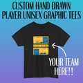 Custom Hand Drawn Sport Player Unisex Black Shirt | Handmade Sport Graphic Tee Unisex